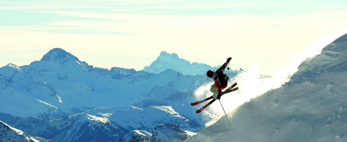 Skier on mountain at Serre Chevalier