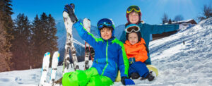 Family on a ski holiday in the French Alps